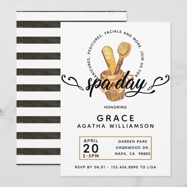 Invitation Journée de Spa Vintage (Devant / Derrière)