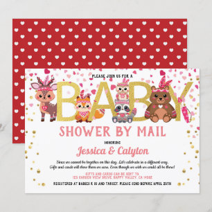 Invitation Journée de Valentines Baby shower animal boisé par
