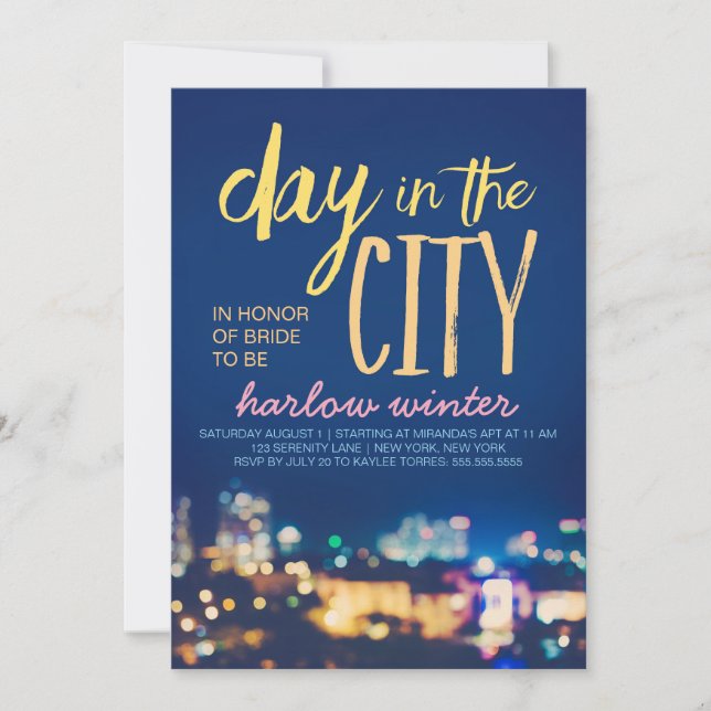 Invitation Journée du City Bachelorette Party (Devant)