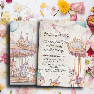 Invitation Jovely Journal Page w Animaux 6e fête d'anniversai