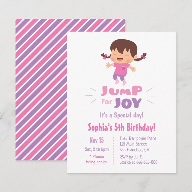 Invitation Joy Girls Birthday Party (Devant / Derrière)