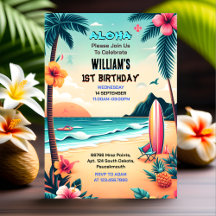 Joy hula Luau Surf Aloha Hawaiian 1er anniversaire