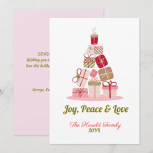 Invitation Joy Peace and Love Christmas Tree Card