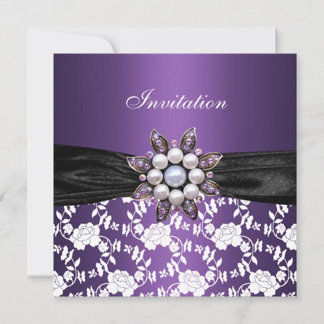 Invitation Joyau blanc violet Floral Elegant Class (Devant)