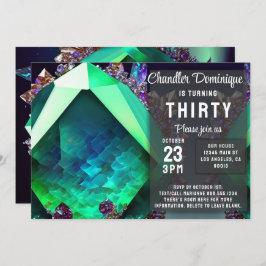 Invitation Joyau de cristal Green Emerald Gemstone May Annive