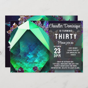 Invitation Joyau de cristal Green Emerald Gemstone May Annive