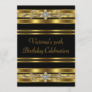 Invitation Joyau d'or Femmes Gold 50e fête d'anniversaire