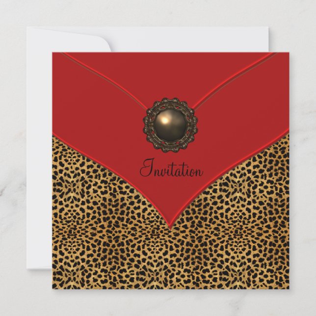 Invitation Joyau Leopard Rouge Toutes les occasions (Devant)