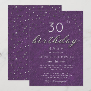 Invitation Joyau moderne violet Parties scintillant étincelle