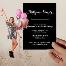 Joyau Noir moderne Tone Élégant Dîner d'Anniversai