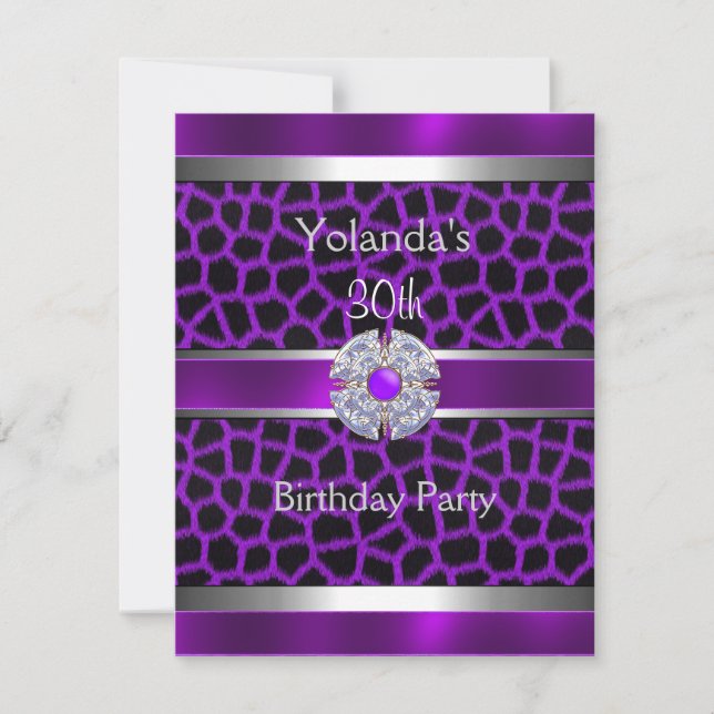 Invitation Joyau Purple Silver Trim 30e fête d'anniversaire 4 (Devant)