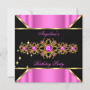 Invitation Joyau rose chaud Gold Black fête d'anniversaire