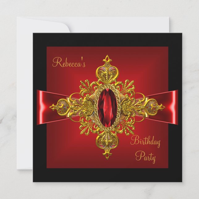 Invitation Joyau Royal Rouge Diamond Or Bow Noir 2 (Devant)