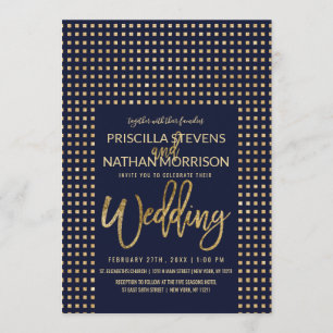 Invitation Joyaux de Parties scintillant d'or Navy Blue Simpl