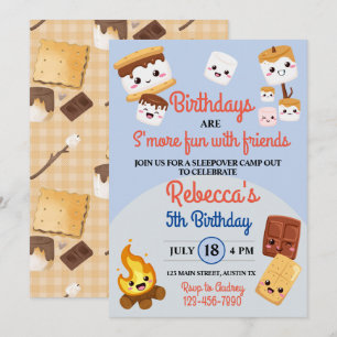 Invitation Joyeuse fête d'anniversaire avec des S'mores en ca
