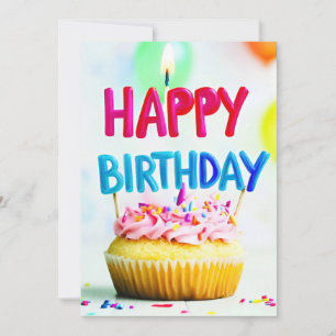 Invitation Joyeuse fête d'anniversaire Cupcake & Candle