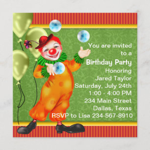 Invitation Joyeuse fête d'anniversaire de Clown Circus