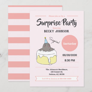 Invitation Joyeuse fête d'anniversaire Mole Surprise, rose