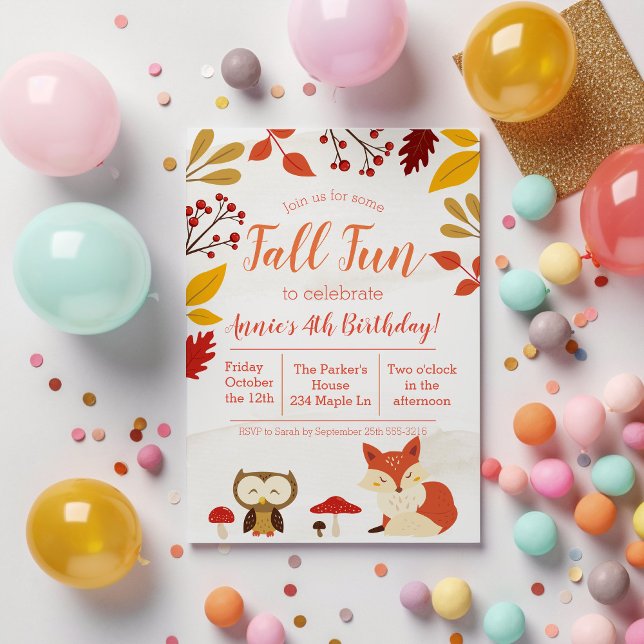 Invitation Joyeuse fête d'automne Animaux de la forêt Enfants (Créateur téléchargé)