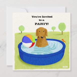 Invitation Joyeuse fête de la poule de chien   Joli Golden Re