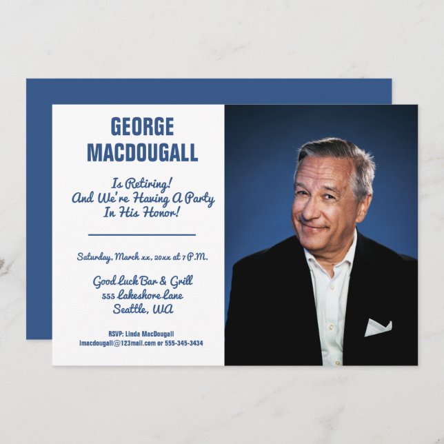 Invitation Joyeuse fête de la retraite (Devant / Derrière)