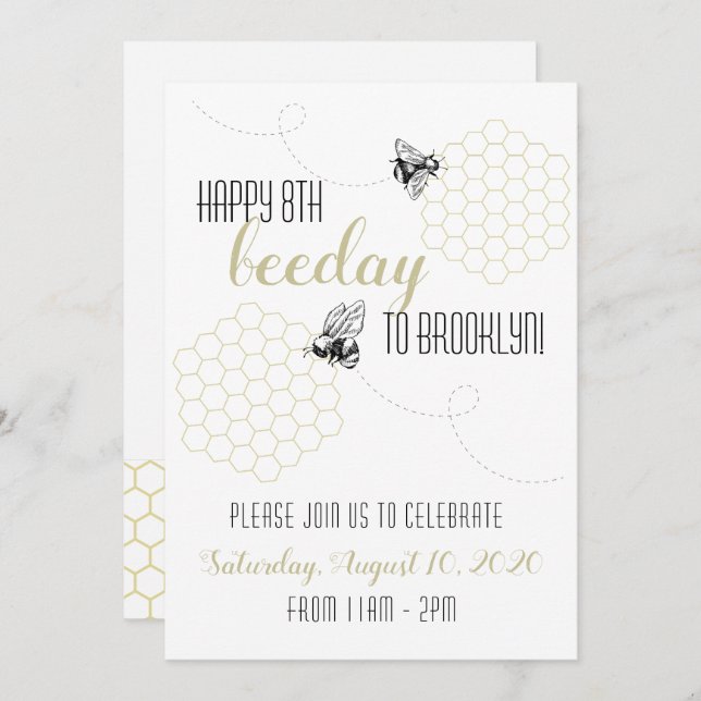 Invitation Joyeuse fête de l'abeille ! (Devant / Derrière)