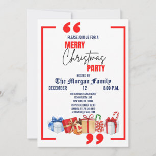 Invitation Joyeuse fête de Noël, Bleu Rouge Blanc Noël