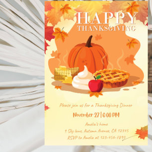 Invitation Joyeuse fête de Thanksgiving