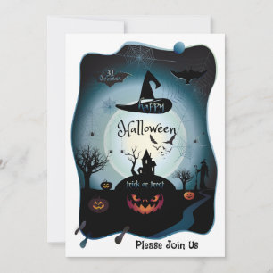 Invitation Joyeuse fête d'Halloween "Treat or Trick" Magique