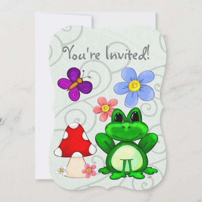 Invitation Joyeuse Grenouille Au Printemps Anniversaire (Devant)