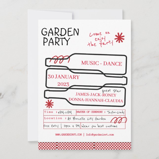 Invitation Joyeuse Hour Bottle Garden Party (Devant)