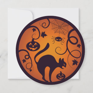 Invitation Joyeuse lanterne d'Halloween araignées et chauves-