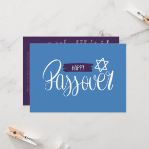 Invitation Joyeuse Pâque   Seder Pesach Bleu Uni