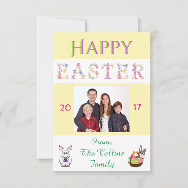 Invitation Joyeuse Personnaliser de la famille Bunny de Pâque (Devant)