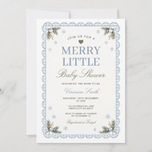 Invitation Joyeuse petite fête de bébé ruban bleu à carreaux