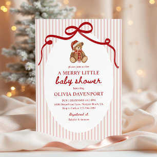 Invitation Joyeuse petite ours en peluche rouge Noël Baby Sho