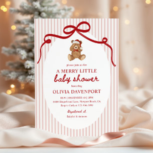 Invitation Joyeuse petite ours en peluche rouge Noël Baby Sho