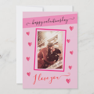 Invitation Joyeuse Saint-Valentin, je t'aime + photo
