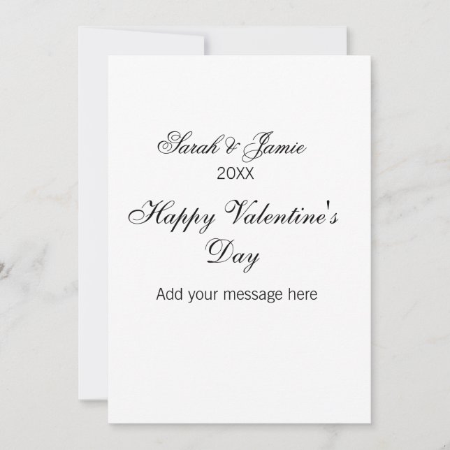 Invitation Joyeuse Saint-Valentin nom date message simple ele (Devant)