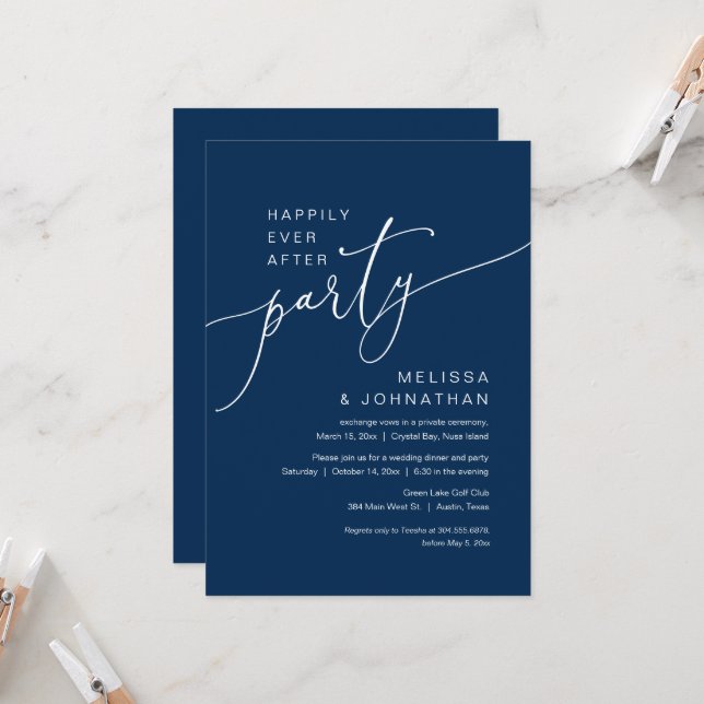 Invitation Joyeusement après le dîner de mariage en elopement (Devant/Arrière en situation)