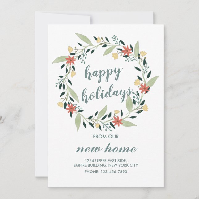 Invitation Joyeuses fêtes de notre nouvelle maison couronne d (Devant)