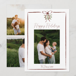 Invitation Joyeuses fêtes Main Rouge Tirée Bow Hiver 3 Photo