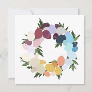 Invitation Joyeuses Pâques. Couronne de fête vintage. 