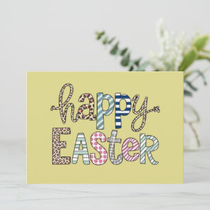 Invitation Joyeuses Pâques Lapin Floral Mignon Printemps Léop