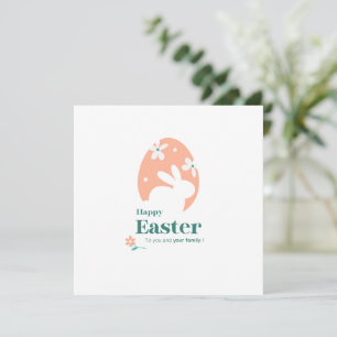 Invitation Joyeuses Pâques – Lapin & Œuf Décor Floral