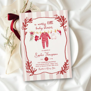 Invitation Joyeuses Petites Rayures Rouges Baby Shower d'Hive
