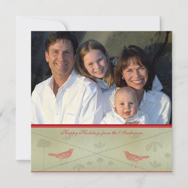 Invitation Joyeuses vacances Whimsical Red Bird Card (Devant)