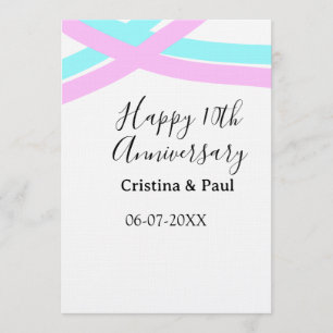 Invitation Joyeux 10e anniversaire de mariage simple nom mini