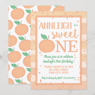 Invitation Joyeux 1 Peach Theme Girls First Birthday