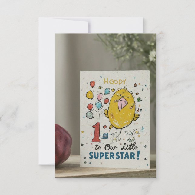 Invitation "Joyeux 1er anniversaire à notre petite superstar  (Devant)